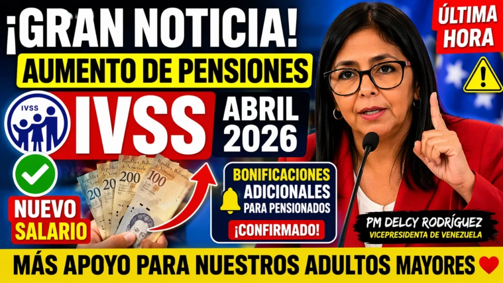 Aumento de Pensiones del IVSS en abril de 2026 - Nuevo Salario, Tabla Actualizada y Bonificaciones Adicionales