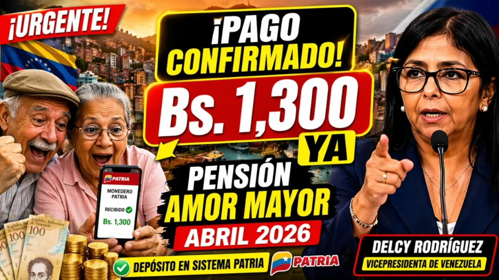 Pensión Amor Mayor Abril 2026 - Bs. 1,300, Beneficiarios y cómo Verificar Pago en Patria